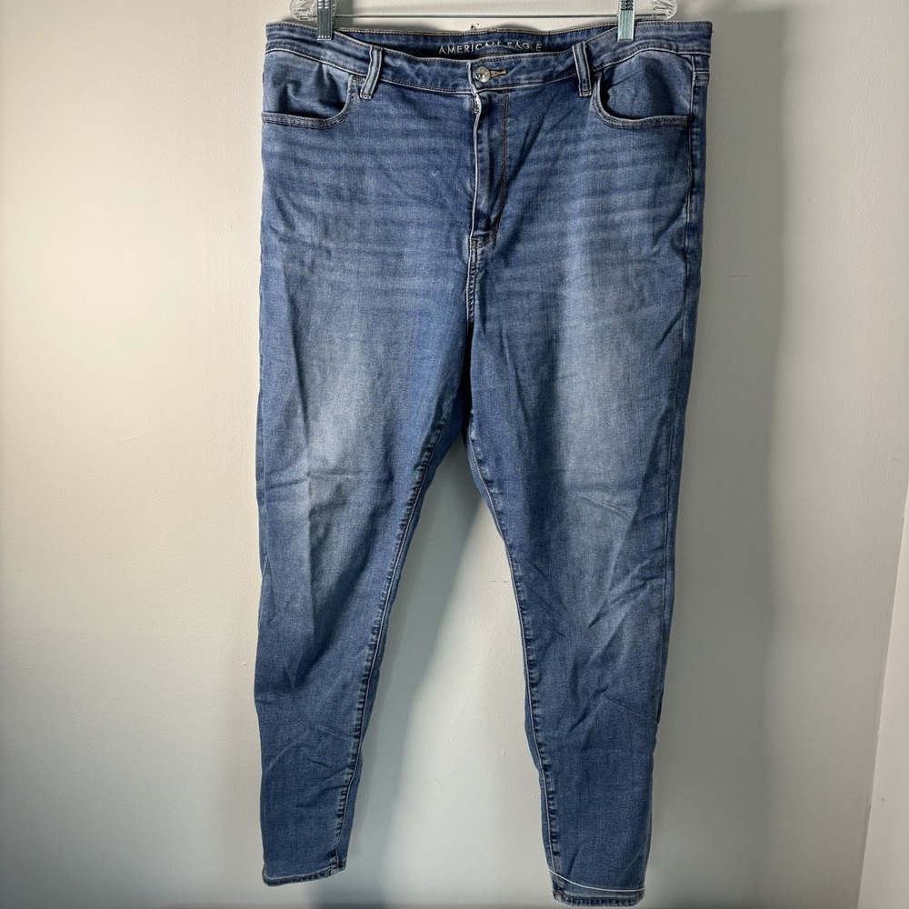 American‎ Eagle Women's Blue Denim Jeans Super High-Rise Jegging Size 20